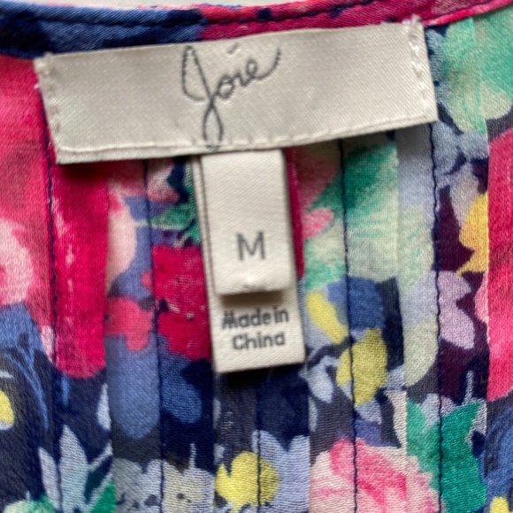 Joie Zeala Boho Sheer Silk Multicolor Floral Blouse Sz Medium - Picture 8 of 15